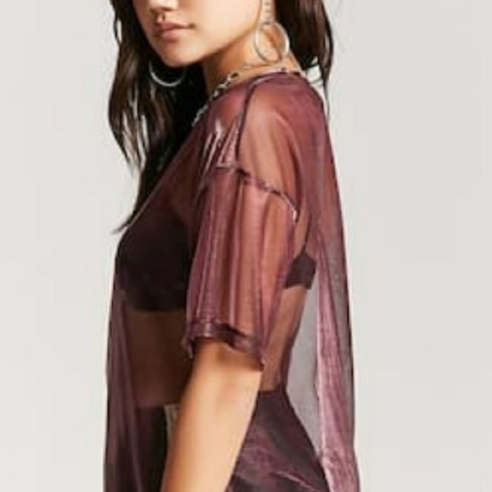 🍊 Metallic sheer mesh tee